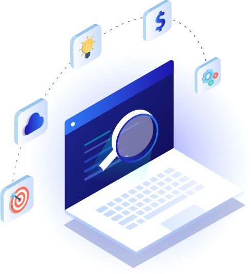 Notebook com diversos ícones de projetos